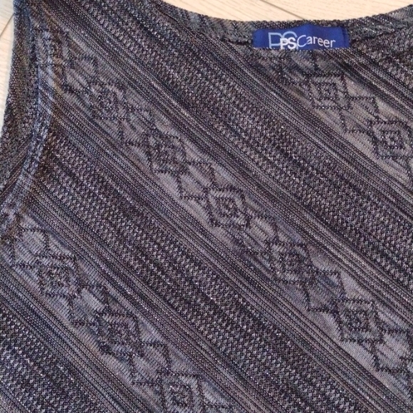 🆕2X Metallic KNIT Stretch Chrome PLUS Sleeveless Patterned Top!! Nicer IRL!! - Picture 5 of 6